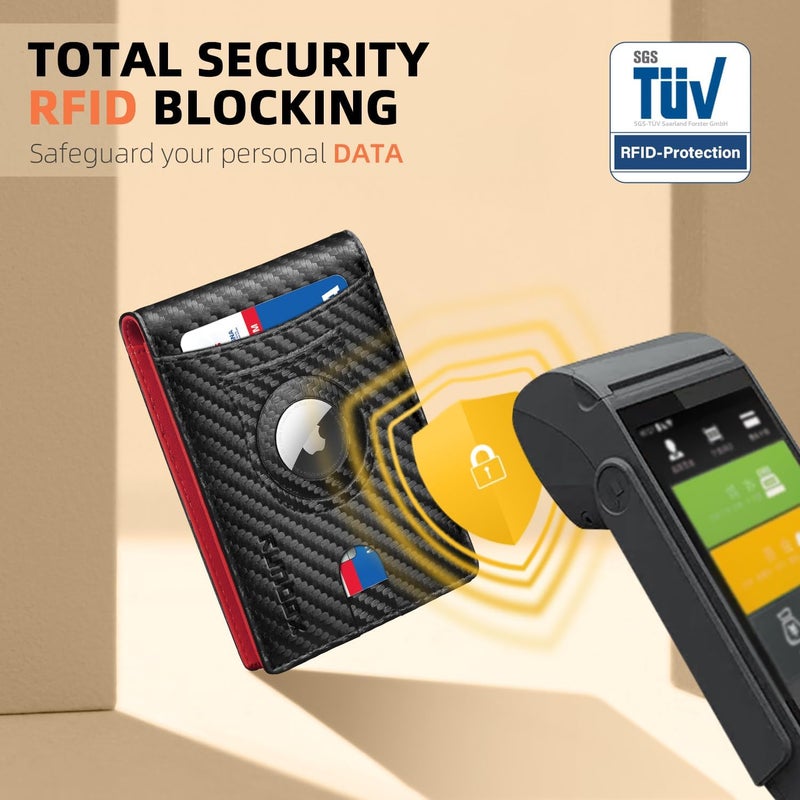 RUNBOX AirTag-Wallet-Mens-Slim-RFID Blocking Wallets Leather with Bill Compartment Air Tag Bifold Card Holder Wallet Gifts for Men Dad - Image 4